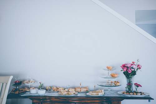 interior design pastries on table flower